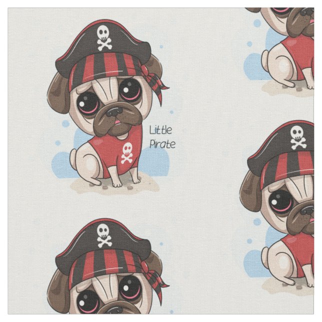Tela Tejido pirata de pug (De cerca)