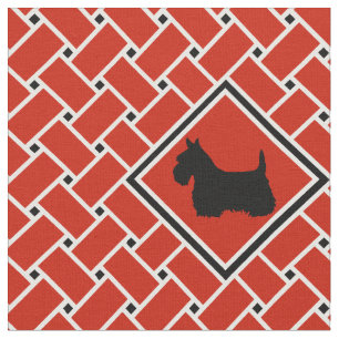 Tela Tejido rojo, diamante, Terrier escocés, diseño