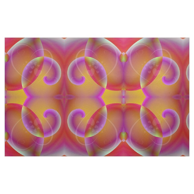 Tela Tejido rosa de Swirls y corazón (Yarda)