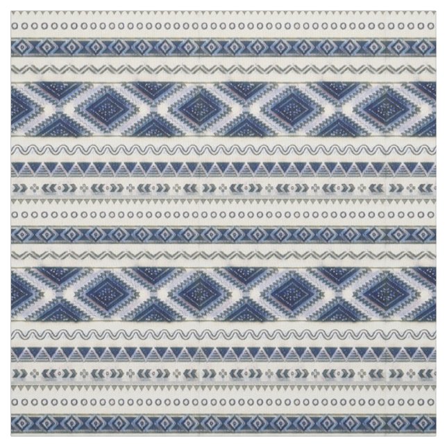 Tela Tejidos Aztec Azul y Blanco sin inconvenientes (Retal)