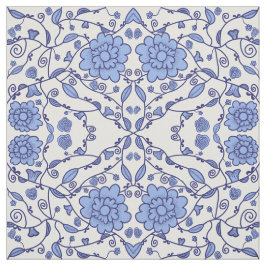 Tela Tejidos azules y blancos floridos