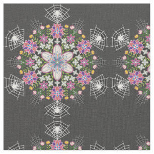 Tela Tejidos capilares florales de arañas mandala