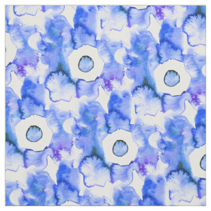 Tela Tejidos de arte abstracto de acuarela floral dibuj