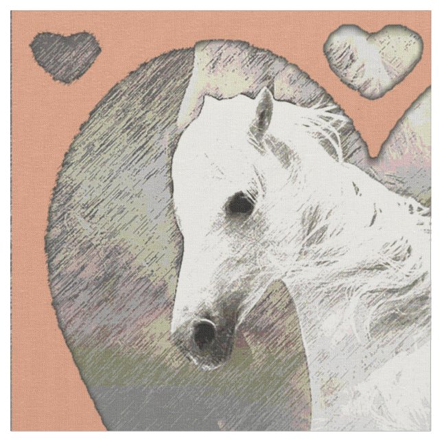 Tela Tejidos de caballos y corazones (De cerca)