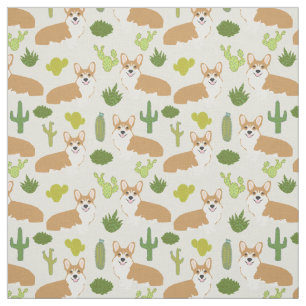 Tela Tejidos de corgis y cactus - tejidos de coser boni