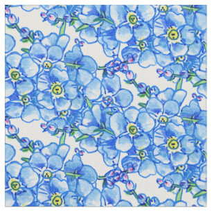 Tela Tejidos de estampado floral azules