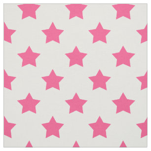Tela Tejidos de fondo blanco de estrellas rosadas