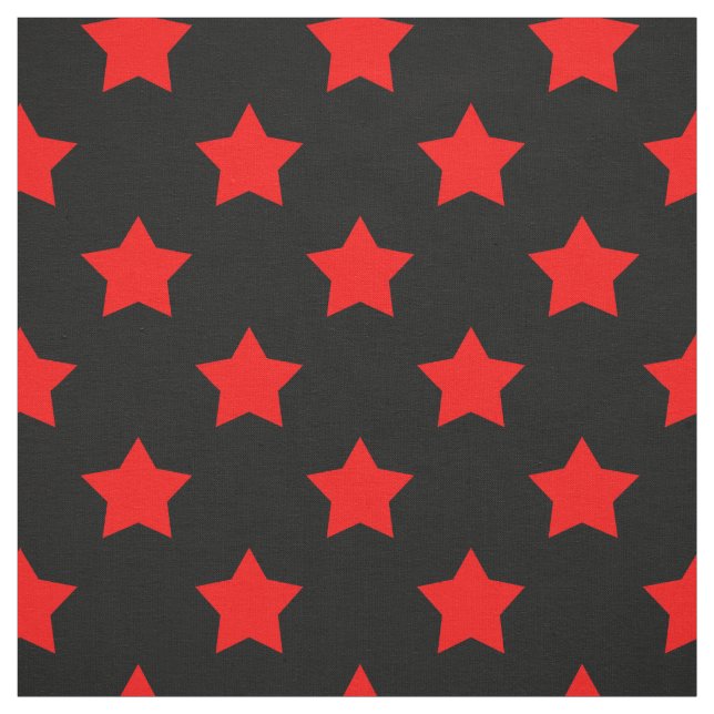 Tela Tejidos de fondo negro de las estrellas rojas (Retal)