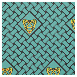 Tela Tejidos de oro/aqua/negro, diamante, nudo celta
