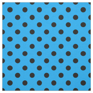 Tela Tejidos de puntos de polka azul negro