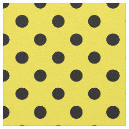 Tela Tejidos de puntos de polka negro amarillo