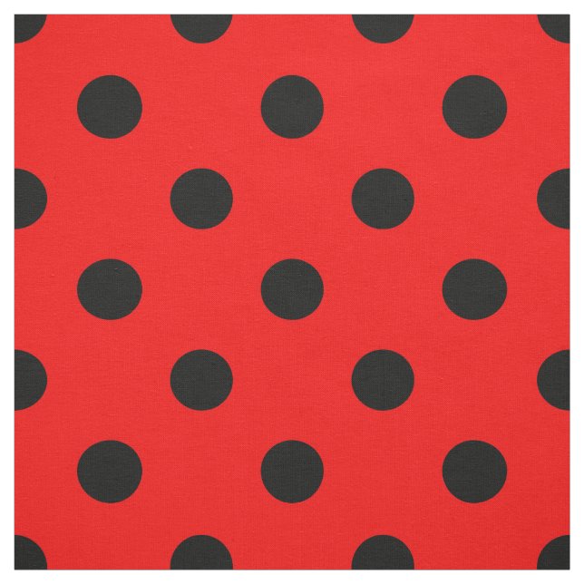 Tela Tejidos de puntos de polka negro rojo (Retal)