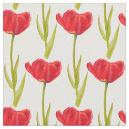 Tela Tejidos de tulipanes de primavera rojos y de color