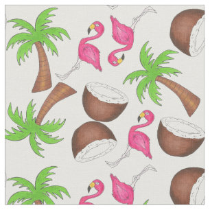 Tela Tejidos tropicales (cocos, palmeras, flamencos)