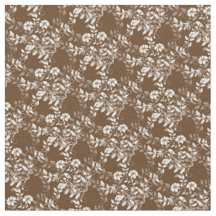 Tela Tela-Chocolate de encargo Brown y floral blanco