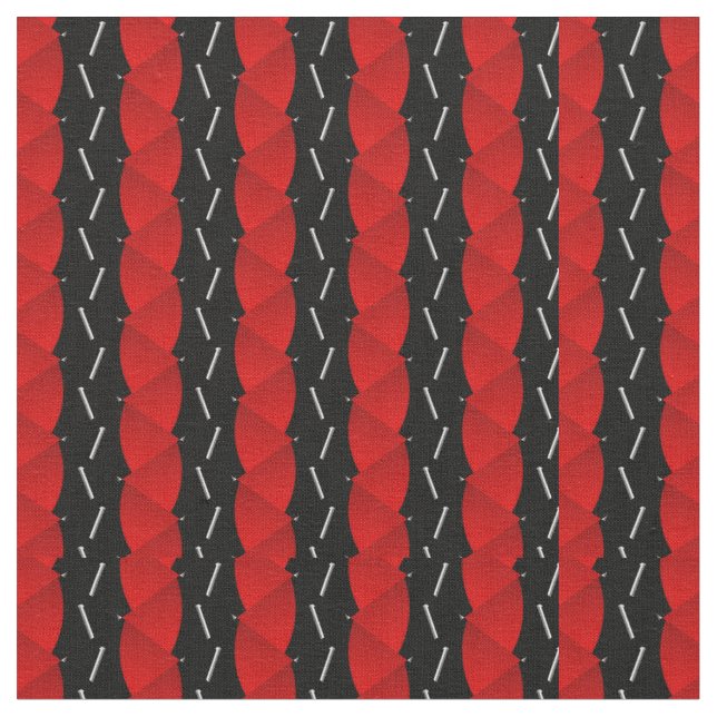 Tela tendencia de moda de patrón negro rojo (De cerca)