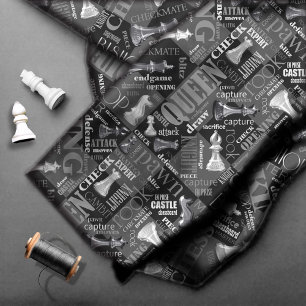 Tela Términos y piezas de ajedrez ID784 en blanco y neg