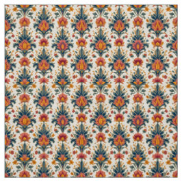 Tela Terra Cotta y Green Vintage Damask
