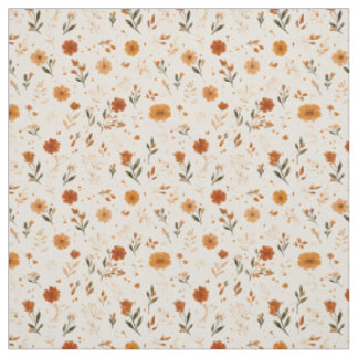 Tela Terracota Floral Boho Naranja Melocotón Flor Silve