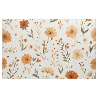Tela Terracota Floral Boho Naranja Melocotón Flor Silve