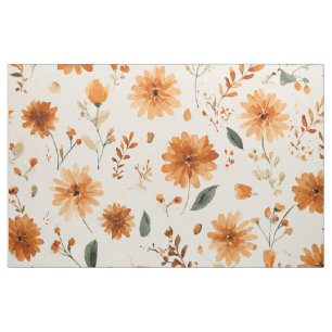 Tela Terracota Floral Boho Naranja Melocotón Silvestre