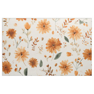 Tela Terracota Floral Boho Naranja Melocotón Silvestre