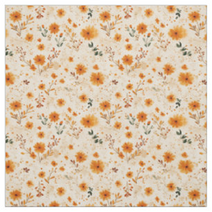 Tela Terracota Floral Boho Naranja Melocotón Silvestre