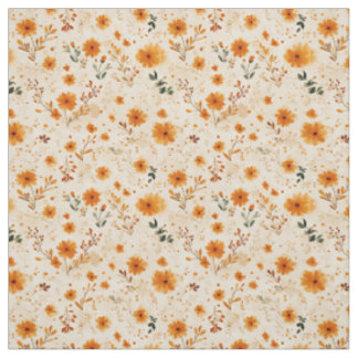 Tela Terracota Floral Boho Naranja Melocotón Silvestre