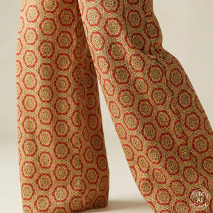 Tela Terracota Rojo Mostaza Amarillo Boho Geométrico 