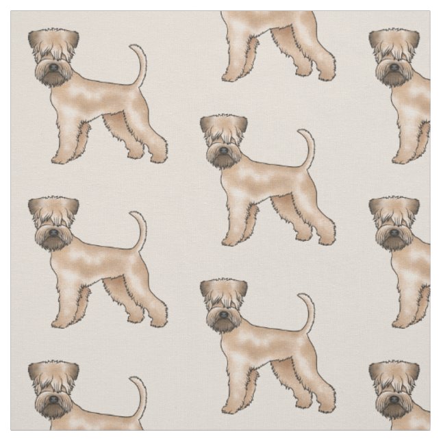 Tela Terrier de trigo de capa suave Patrón de perro lin (Retal)
