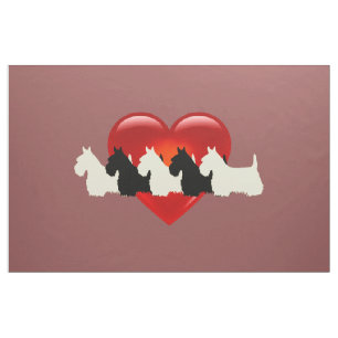 Tela Terrier escocés blanco negro corazón/zazzle granat