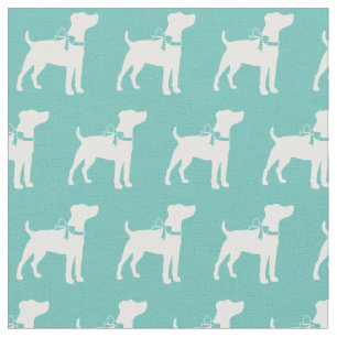 Tela Terrier Jack Russell Silueta de Perro Mascota Verd