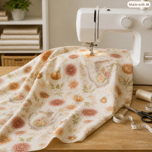 Tela Tetera vintage de otoño y flores de mamá para coci