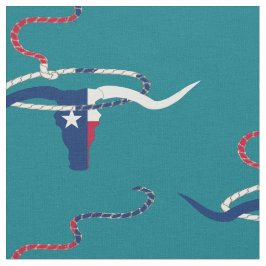 Tela Texas Flag Steer Head with Rope on lt tan fabric