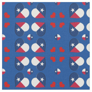 Tela Texas Flag & Texas Hearts, Fabric / USA