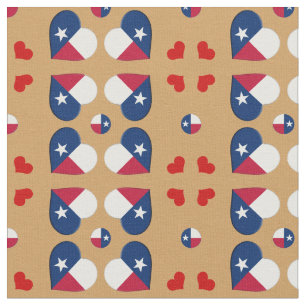 Tela Texas Flag & Texas Hearts, Fabric / USA