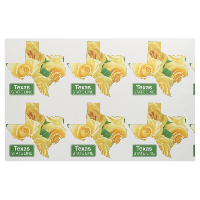 Tela Texas Shape Yellow Rose Y State Line Rótulo ("Cuarto gordo" (fat quarter))