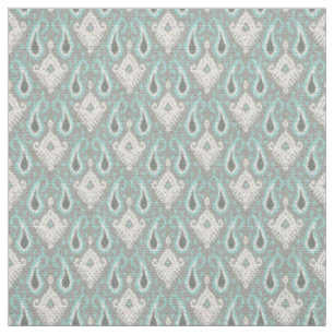 Tela Textil de Arpillera Falsa Turquesa Ikat Patrón Tri