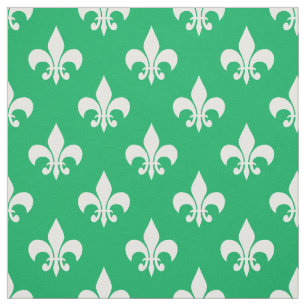 Tela Textil de flor de lis verde blanco