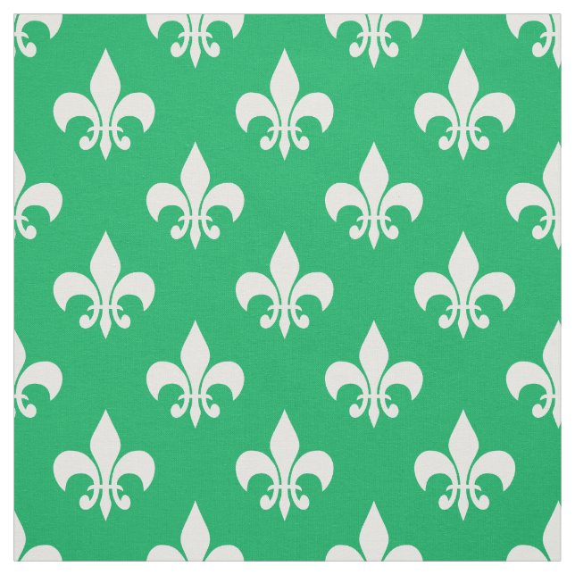 Tela Textil de flor de lis verde blanco (Retal)