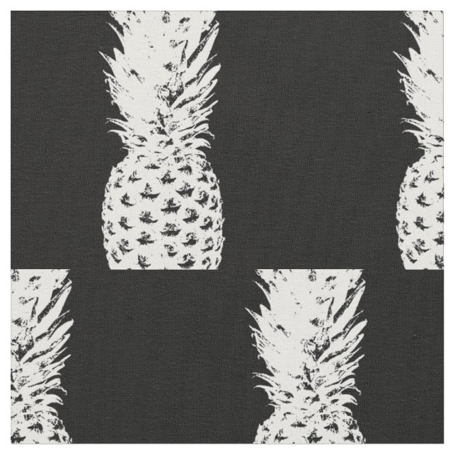Tela textil de patrón de frutos de piña tropical (De cerca)