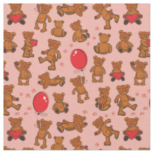 Tela Textura con los osos de peluche, corazones