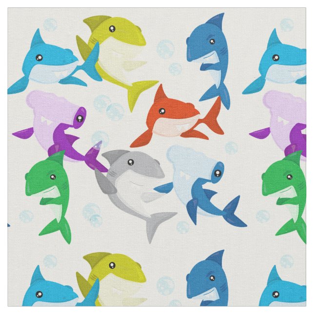 Tela Tiburones Pequeños y Coloridos (De cerca)