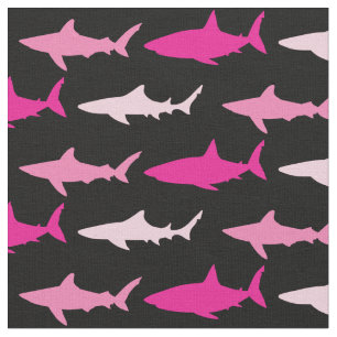 Tela Tiburones rotos de silueta rosa negro