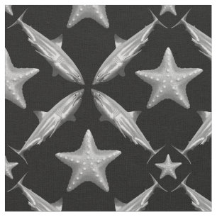 Tela Tiburones Starfish Ocean Life Nautical Coastal Bla
