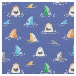 Tela Tiburones y aletas graciosos sobre el azul