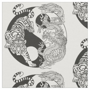 Tela Tigre contra dragón chino en Yin yang 