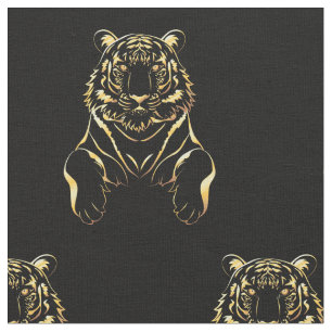Tela Tigre negro con rayas de oro