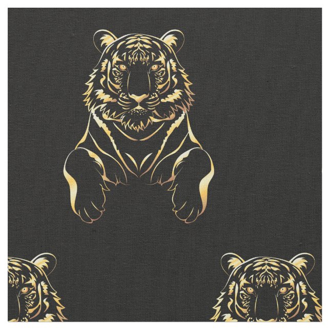 Tela Tigre negro con rayas de oro (De cerca)