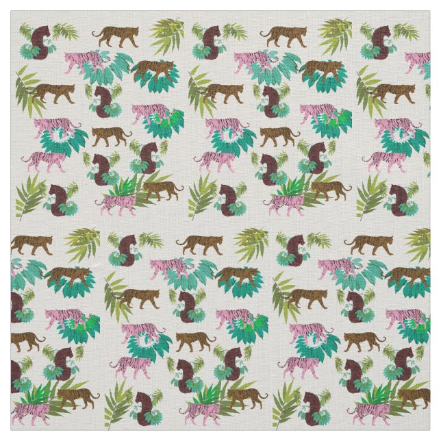 Tela Tigres marrones rosados (Retal)